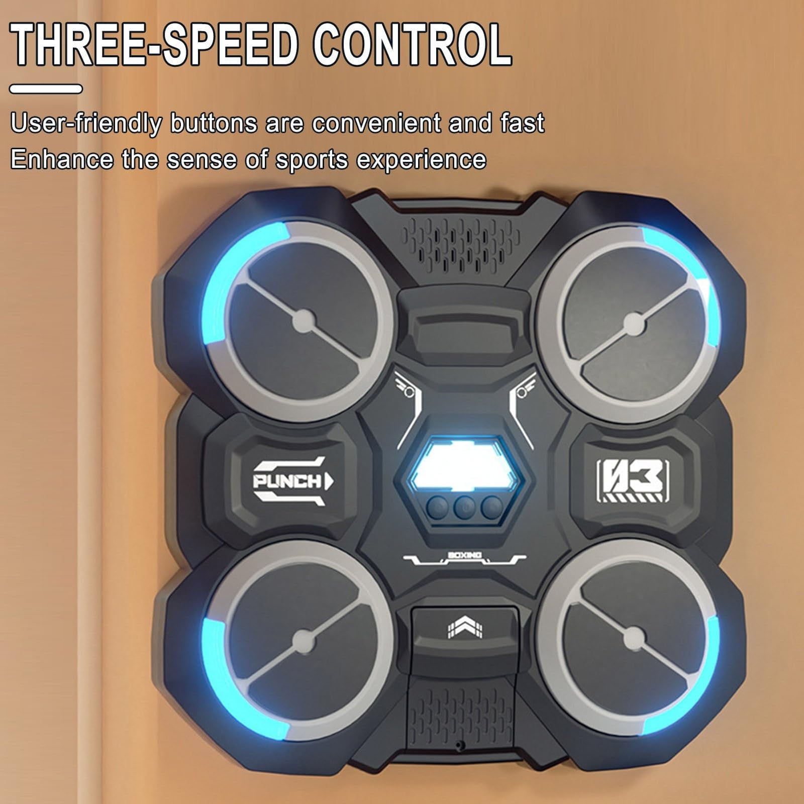 Kids Bluetooth Boxing Machine - Interactive Wall Mount Punching Bag with Music Sync  Safe Fitness Toy for Children Ages 6-12