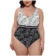 thumbnail image 2 of HaoXianJian Plus Size Women's Swimsuit 1 Piece Bodysuit Print Swimming Swimwear Suits V-Neck Bathing Suit Swim Suit Beach Suits 4X, 2 of 5