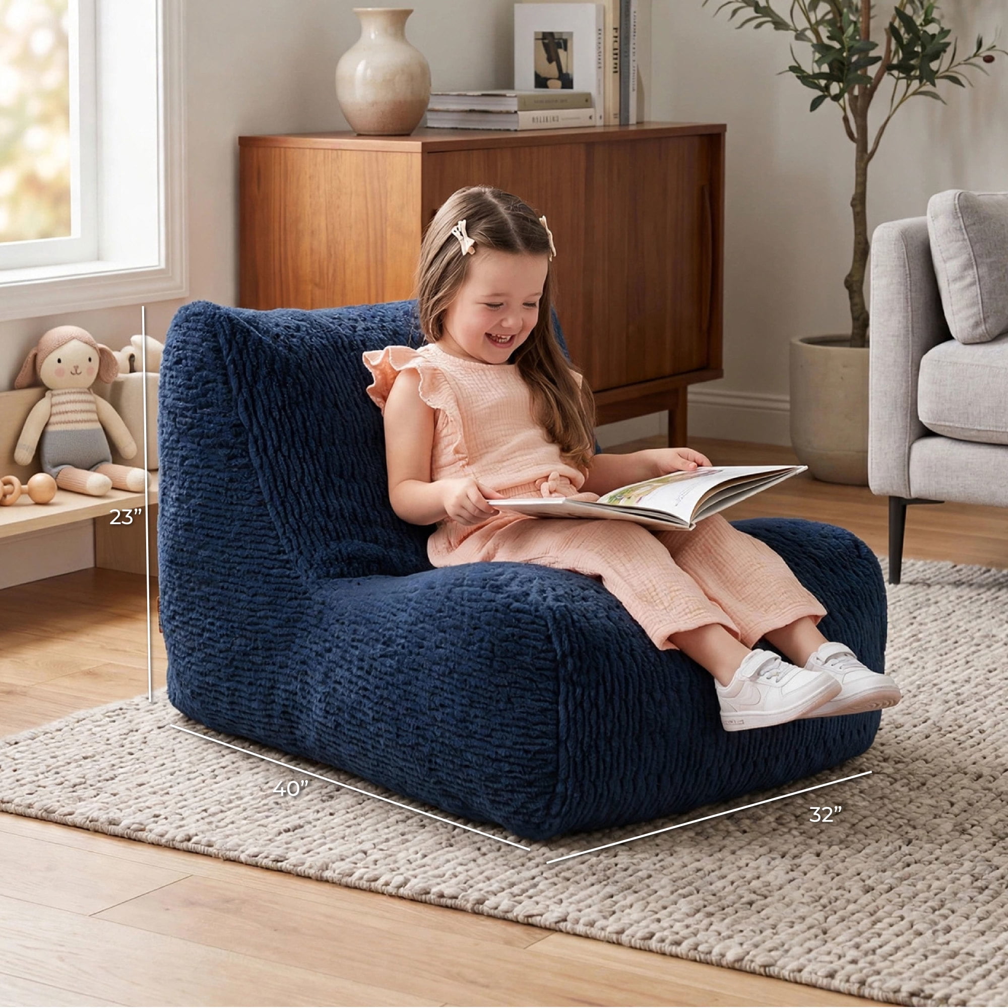 Big Joe Modora Kids Bean Bag Lounger, Starry Night Featherridge Fabric