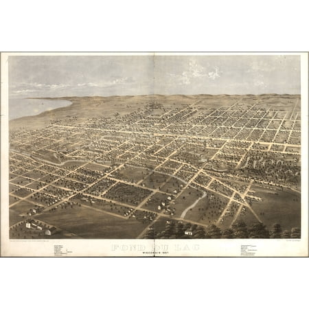 24"x36" Gallery Poster, map of Fond du Lac, Wisconsin 1867