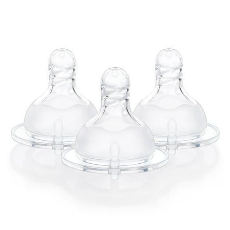 LittleForBig Silicone Soft Touch Adult Bottle Nipples Replacement Teat Compatible with LittleForBig Bottles - Spiral Texture 3-Pack