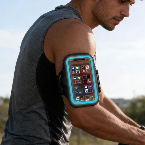 RBER Universal Armband For Cycling Running Hiking Sports Secure Fit Phone Holder With Adjustable Strap Reflective Design