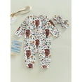 thumbnail image 4 of Western Baby Boy Girl Clothes Cow Print Romper Long Sleeve Zipper Jumpsuit Bodysuit Playsuit with Headband Cowgirl Outfit, 4 of 8