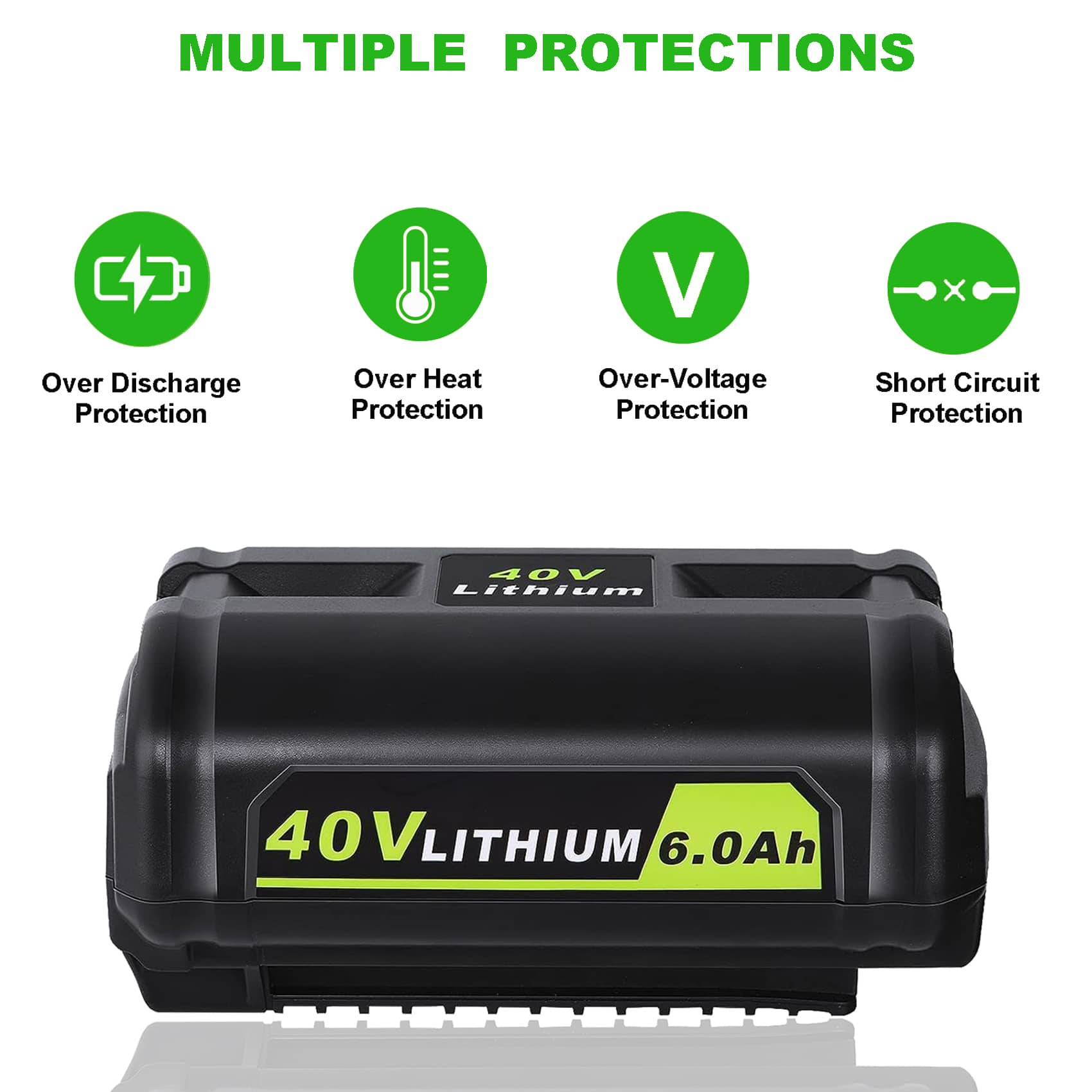 40V 6.0Ah  Battery  Replacement for Ryobi OP4050 40V Battery