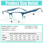 4 Pair Rectangular Spring Hinge Power Reading Reader Glasses For Mens Womens 3.00