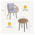 thumbnail image 2 of 3 Piece Patio Bistro Set, Outdoor Wicker Furniture with Coffee Table - Rattan Conversation Set for Yard, Balcony, Porch - Grey, 2 of 8