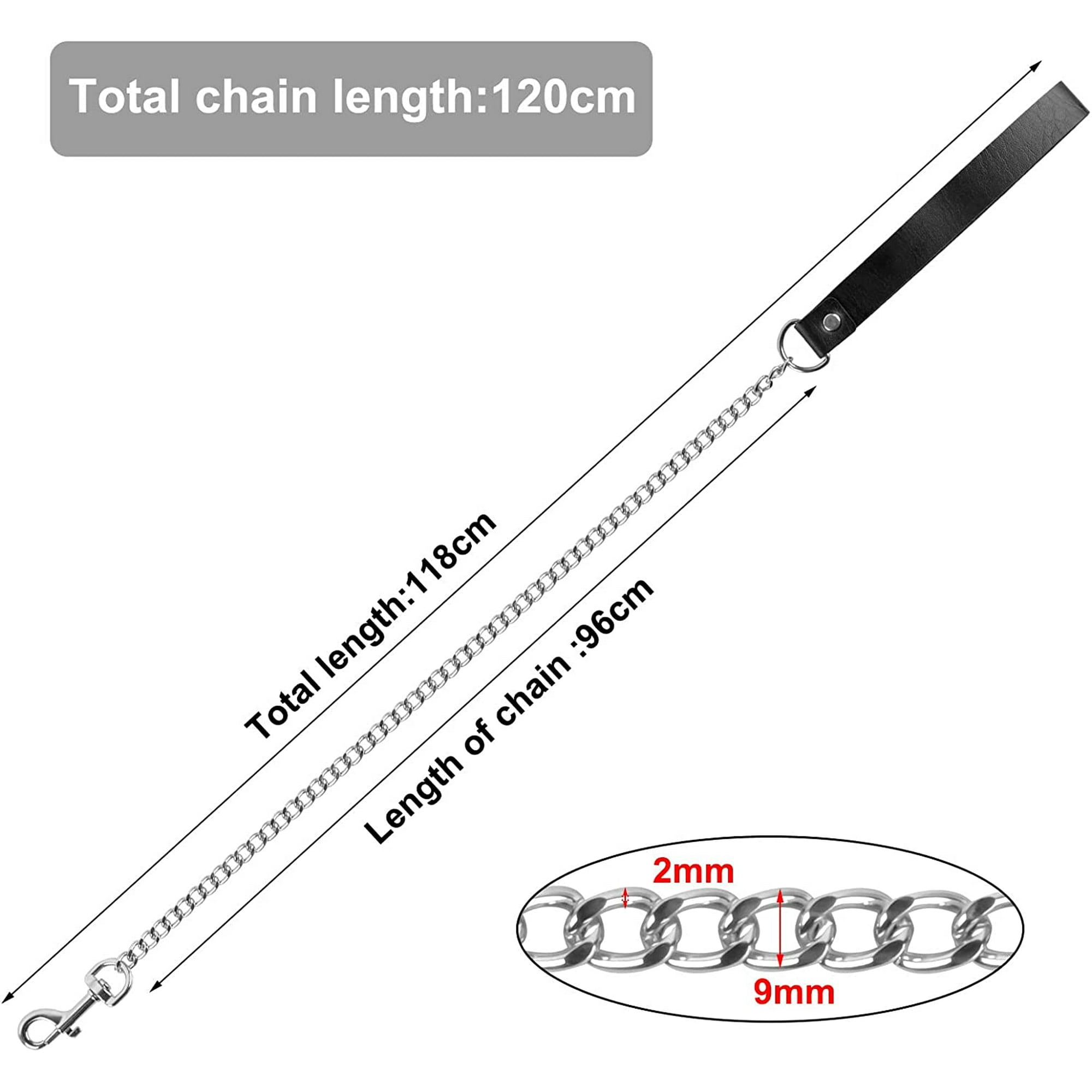 Dog Chain Leash Dog Chain Leash 118Cm Dog Chain Metal Chain Leash Leash With Padded Handle Pet Dog Leash Black Silver Walmart