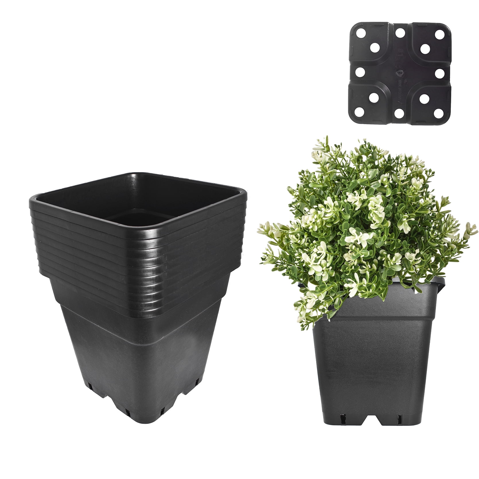 netuera Reusable Square Nursery Pot 7 Gallon Plastic Grow Pots Plant