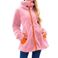 thumbnail image 7 of Admvng Winter Coats for Women Solid Plush Fleece Jackets Stand Collar Long Sleeve Warm Full Zip Coat, Size S-2XL, 7 of 7