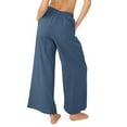 thumbnail image 4 of Dpytoraw Women's Elastic High Waist Wide Leg Pants Casual Yoga Beach Trousers With Pockets Women's Wrinkle-Resistant Office Casual Pants Blue XXXL, 4 of 5