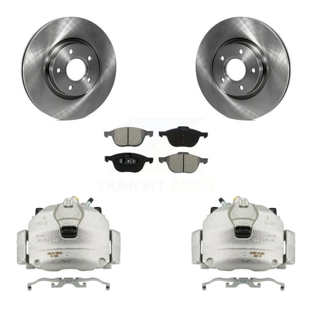 Transit Auto Front Disc Brake Caliper Rotors and Semi-Metallic Pads Kit for Car 2013 Ford Escape FWD with 1.6L KC8-100101S