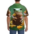 thumbnail image 3 of Wukai Tree Frog Sitting On Sunflowes Men's Casual Short-Sleeve Button Down Shirt,Cuban Shirts for Men,Mens Short Sleeve Dress Shirts-4X-Large, 3 of 5