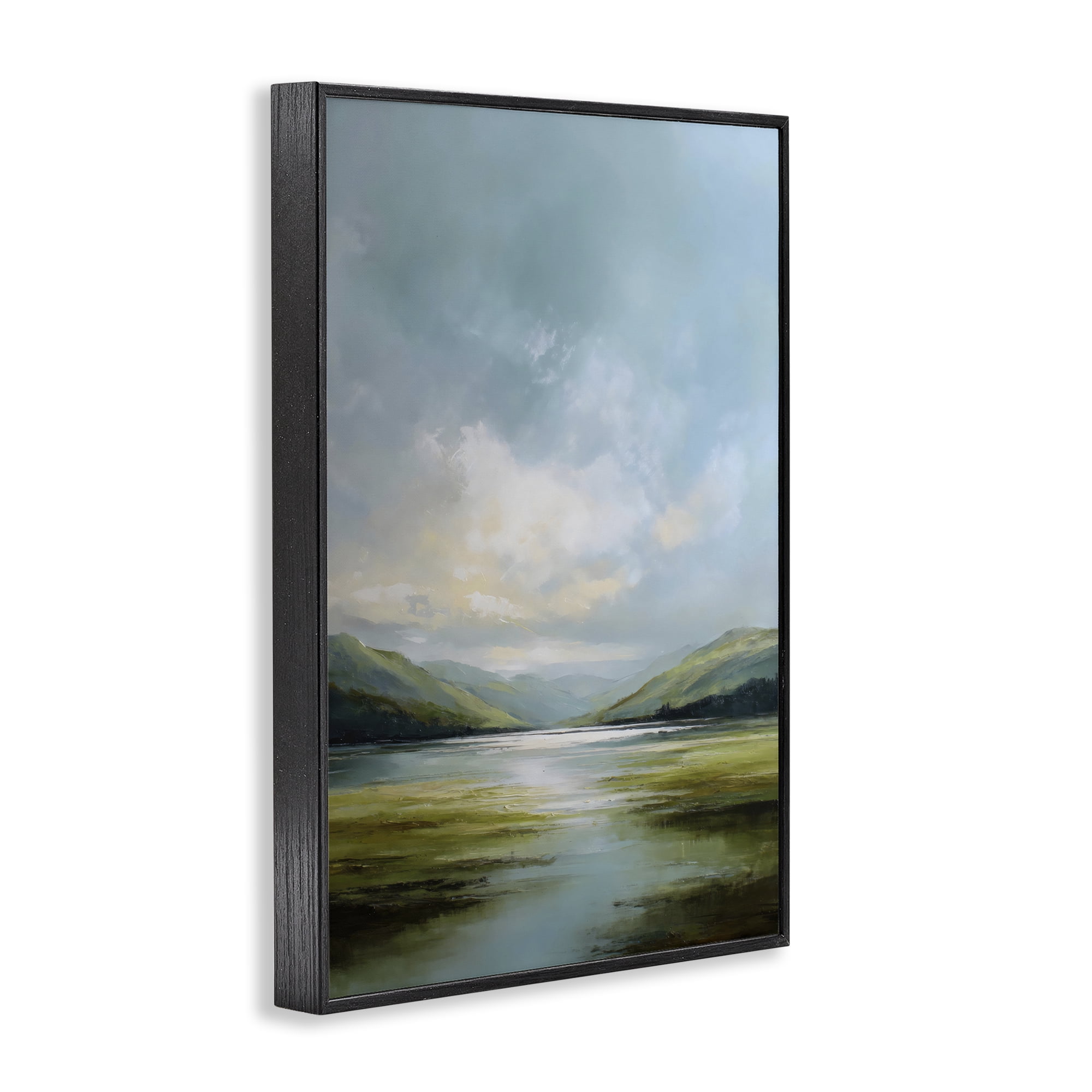 Stupell Industries Here Comes Sun over Valley Black Framed Giclee Art, design by Petal Prints Design