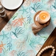 thumbnail image 3 of Teal Red Coastal Jellyfish Table Runner 48 Inches, Summer Nautical Beach Coral Starfish Bed Runner Dresser Scarves Tabletop for Indoor Outdoor Parties/Ceremony/Banquet, 13" x 48", 3 of 8