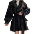 thumbnail image 3 of LIaqionyy Women's Jacket Belted Wrap Trench Coat Fall Winter Casual Dressy Overcoat Outerwear with Pockets, 3 of 4