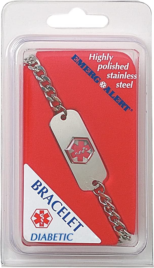 Apothecary Products Diabetic Bracelet, Raised Medical Alert Symbol, Easy to Identify