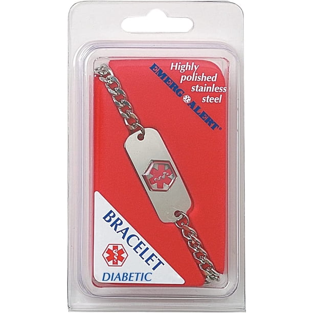Apothecary Products Diabetic Bracelet, Raised Medical Alert Symbol, Easy to Identify