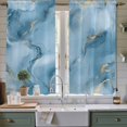 thumbnail image 2 of Blue Marble Kitchen Curtains, Ink Painting Art Yellow Modern Light Filtering Window Curtain Panels, 2Pcs Rod Pocket Window Treatments Set for Living Room Bathroom Bedroom 42x63 Inches, 2 of 9