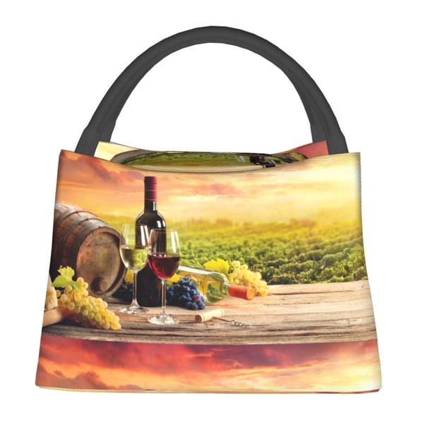Balery Red Wine Glasses Bolsa de Aislamiento Portátil – Bolsa de Almuerzo con Forro de Aluminio Mejorado, Funda Impermeable y Fácil de Limpiar para Picnic y Caja de Almuerzo