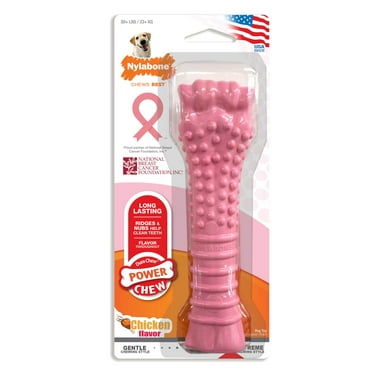 Nylabone Breast Cancer Awareness Dog Power Chew Toy, Chicken, XL