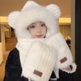 thumbnail image 2 of MIASHUI Hat for Women Winter Warm Thick Scarf Connected Two-Piece Set Ear Protection Hat Cold Protection Scarf Beige, 2 of 3