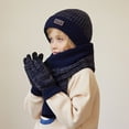 thumbnail image 2 of Bibifish Kids Hat Gloves Scarf Sets 3 Pc Knit Pattern Beanies Hat Gloves And Long Scarf Boys Girls Outdoor Activities Hat Gloves Scarf Sets, 2 of 5