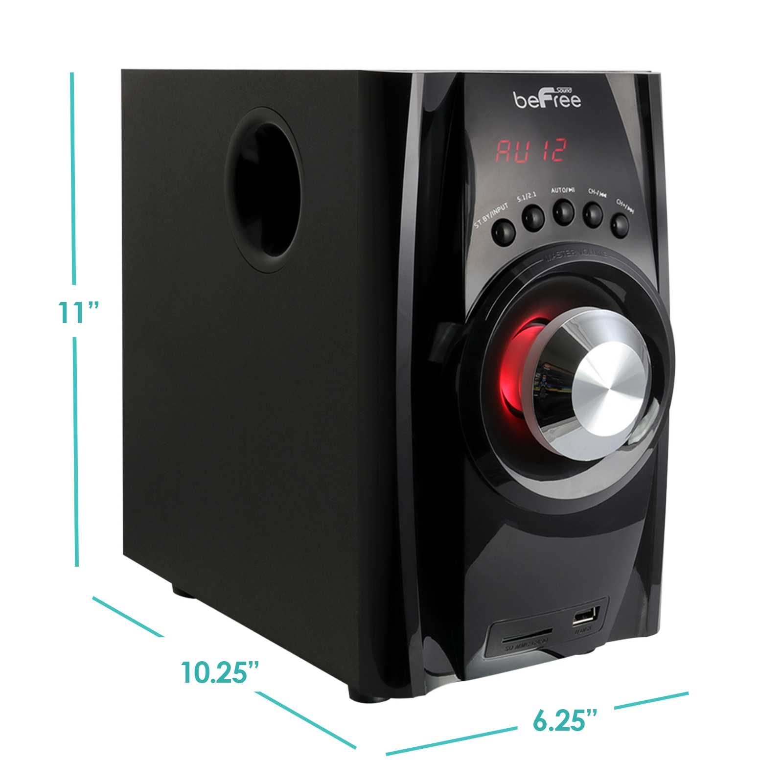 beFree Sound BFS-410 5.1 Channel Surround Sound Bluetooth Speaker System in Red - image 3 of 6