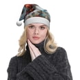 thumbnail image 5 of KLL Christmas Hats for Adults Plush Red Train Hot Air Balloon Print Santa Hat Xmas Fluffy Santa Claus Hat for Women Men, 5 of 6