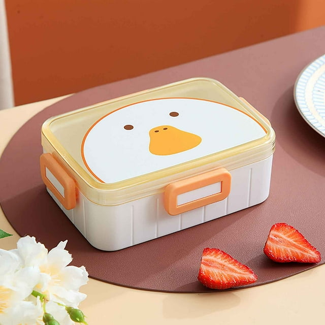 Vaidha Plastic Lunch Box Cute Four-button Children's Lunch Box Student Can Microwave Portable Portable Lunch Box