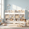 thumbnail image 2 of Homfa Kids Toy Storage Organizer, White Bookcase with Toy Box, Toy Chest Storage Cubbies with Bins for Nursery Playroom Bedroom, 2 of 9