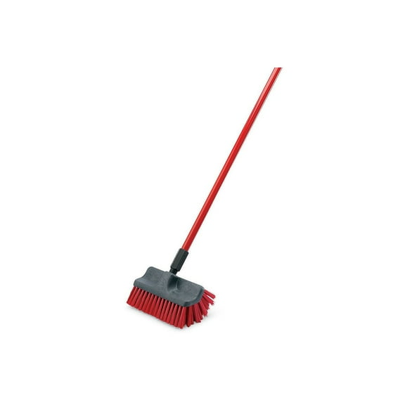 Libman Dual-Surface Scrub Brush & 60" Handle Steel Handle 10" Brush Red Case of 6 (0532)