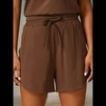 thumbnail image 4 of Pantalones Cortos Deportivos con Cordón para Mujer, de Cintura Alta, para Hacer Ejercicio en Verano, con Bolsillos. Sepia M, 4 of 7