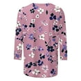 thumbnail image 4 of SOOMLON 3/4 Sleeve T Shirts for Women Plus Size Tunic Cotton Tops Casual Round Neck Shirts Cute Flowers Graphic T Shirts 2025 Trendy Spring Summer Ladies Tops Loose Fit Basic Outfits Pullover Pink S, 4 of 5