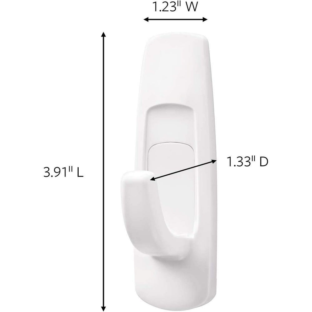Command Large Utility Hook, White, 1Hook, 2Strips (17003ES), 2 Pack