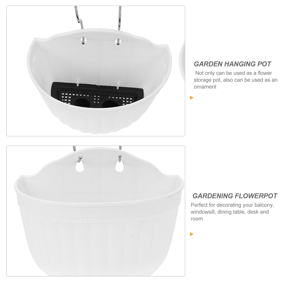 Nicehomfit 3Sets White Plastic Hanging Planters for Balcony Garden and Home Decoration