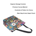 thumbnail image 3 of FORMRS Womens Canvas Tote Bag with Zipper Inner Pocket Shoulder Handbag, Blue Colorful Flowers, 3 of 7