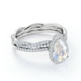 thumbnail image 3 of JeenMata 1.25 carat Pear Faceted Rainbow Moonstone and Moissanite Infinity Bridal Ring Set in 18k White Gold over Silver, 3 of 6