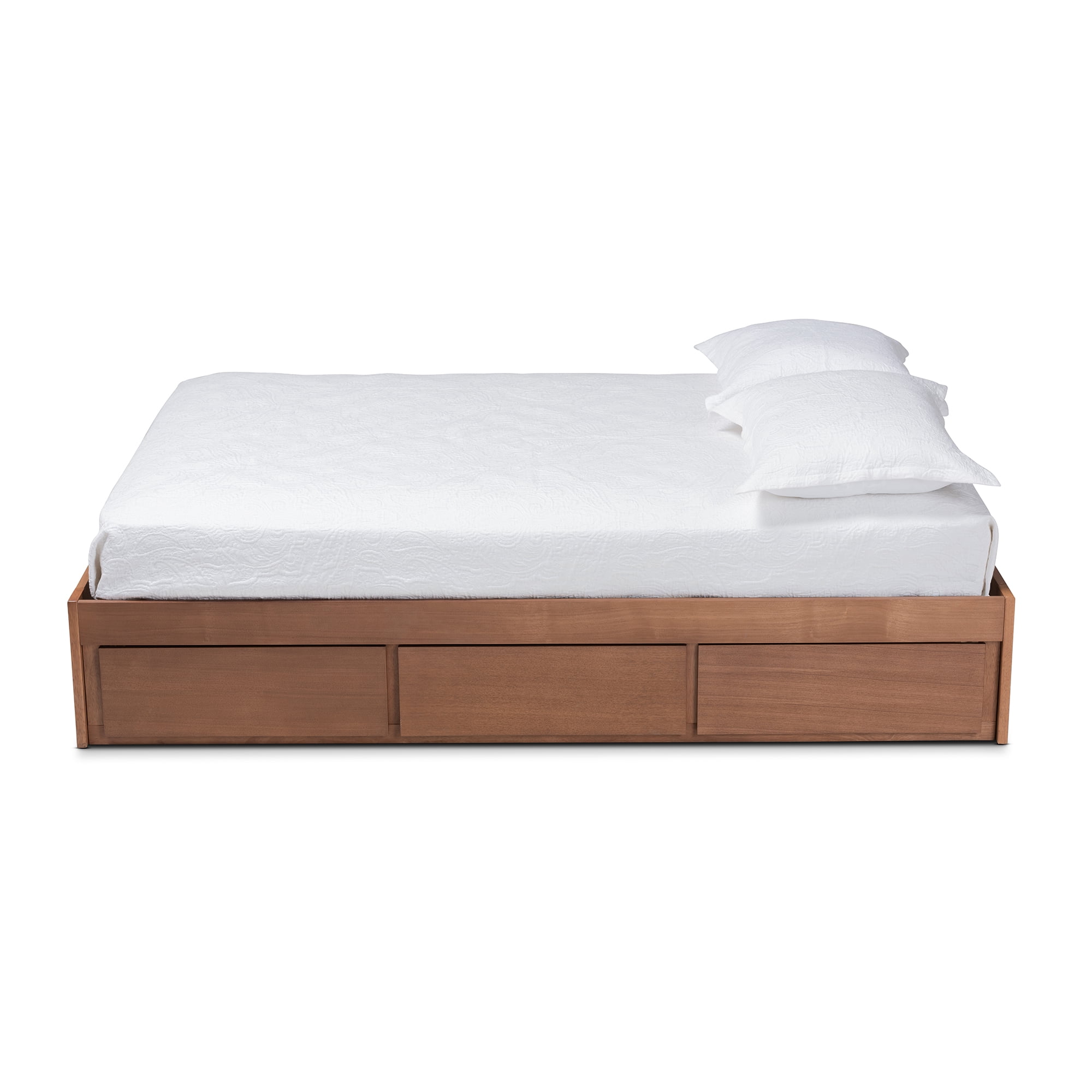 Baxton Studio Wren Modern and Contemporary Walnut Finished 3-Drawer King Size Platform Storage Bed Frame