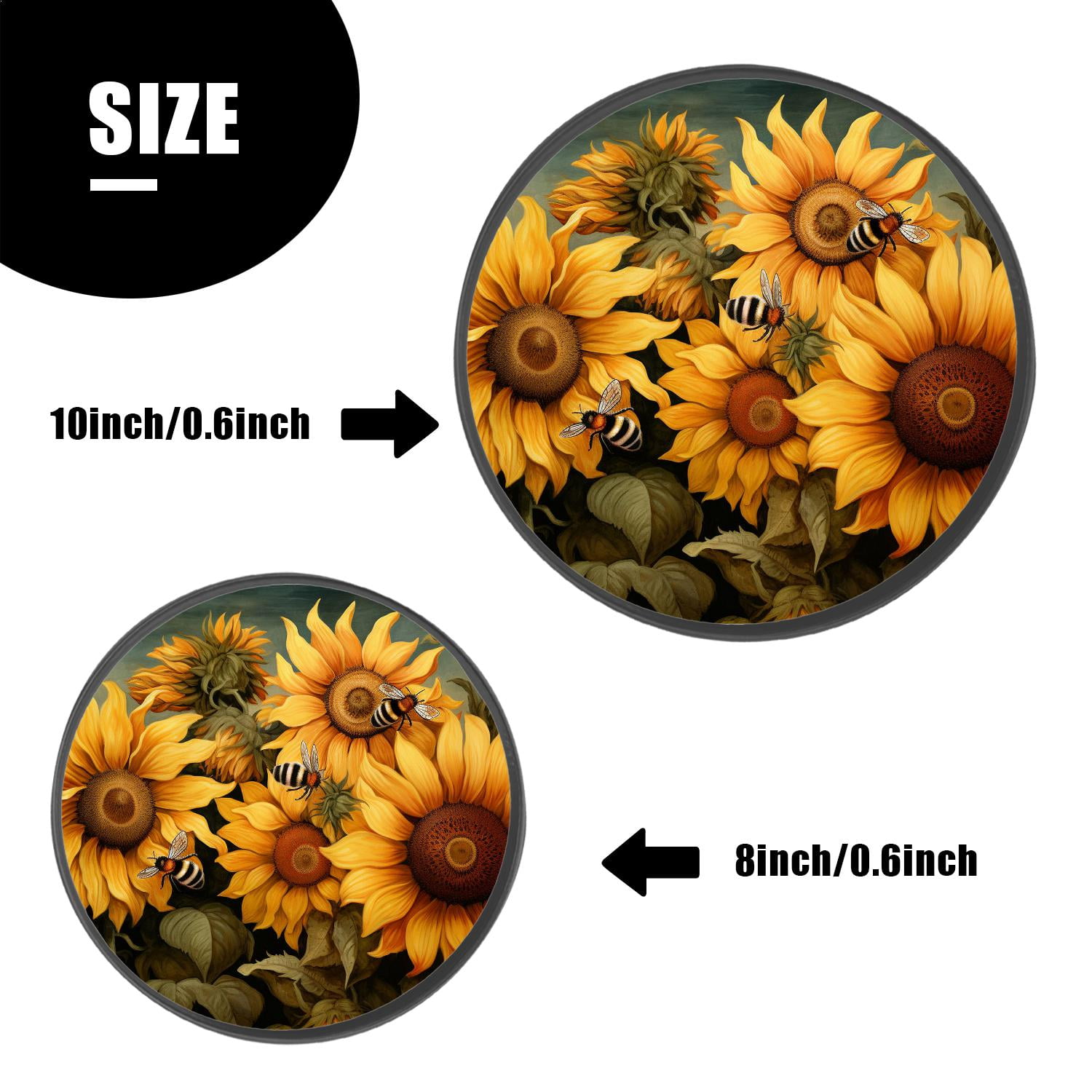 Stove Burner Covers 4 Pcs for Home Decor Cooktop Decorative ,Honey Bees Sunflower Floral colorful pattern, Round Electric Stove Burner Covers 8Inch And 10Inch
