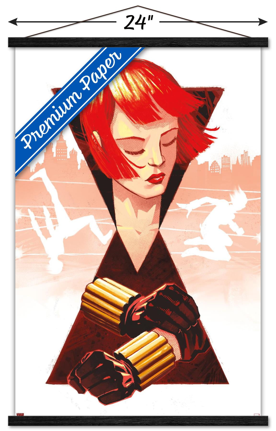 Marvel - Black Widow by Dan Thompson Wall Poster with Wooden Magnetic Frame, 22.375" x 34"