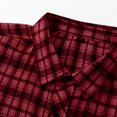 thumbnail image 4 of IYTR Men's Plaid Flannel Shirt Button Down Long Sleeve Regular-Fit Shacket Jacket Lapel Checked Casual Loose Shirts (Red,XL), 4 of 7