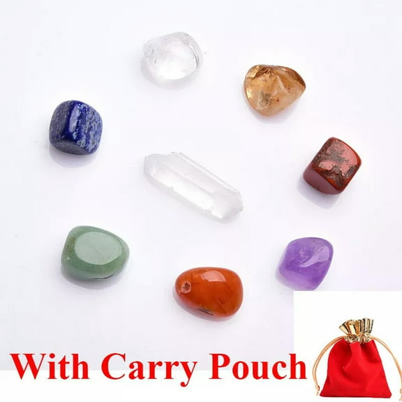 EOEMY Raw Natural Quartz Crystal Gemstone 7 Chakra Healing Balance Tumbled Stone Set