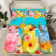 thumbnail image 2 of jejeloiu Hawaii Ocean Holiday Twin Sheet Sets,Rainbow Fruit Pineapple Twin Fitted Sheet,Tropical Style Cherry Flat Sheet For Teens,Breathable Home Decor,3-Piece, 2 of 7