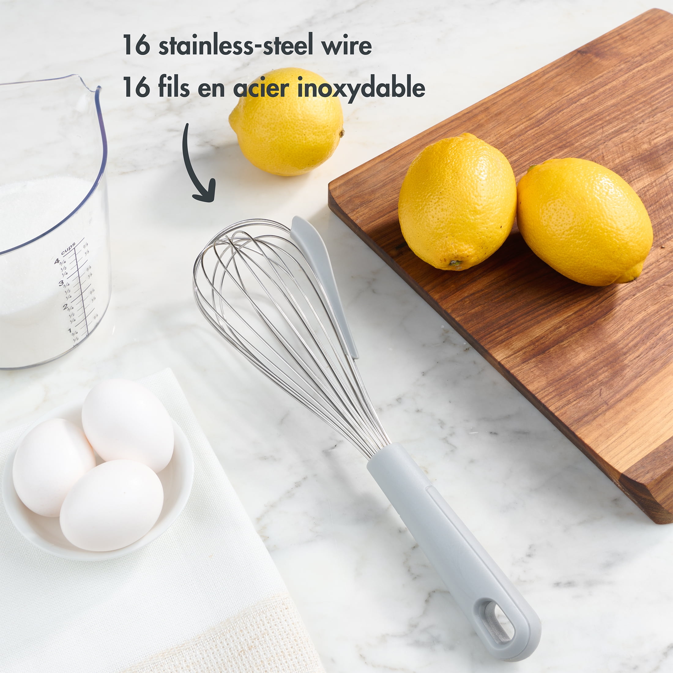 Fouet-Grattoir Mainstays en Acier Inoxydable de 30 cm, Gris Fouet en Acier Inoxydable