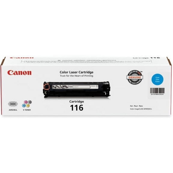 Canon 116 Toner Cartridge Cyan - Laser - 1500 Page - 1 Each