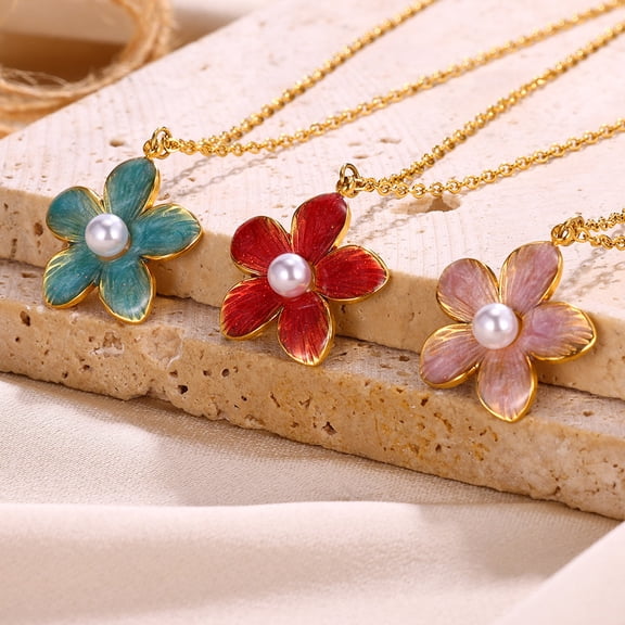 Colorful Oil Necklace Flower Pendant Necklace For Women