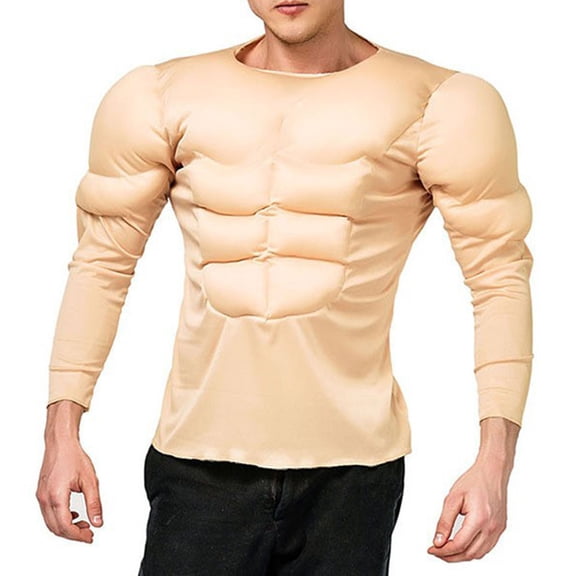 Qiyinn Halloween Men's Muscle Suit, Muscle Shirt, Funny Adult Costumes, Body Builder Costume for Roleplay