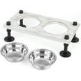 thumbnail image 3 of Rustic Wood & Industrial Metal Double Pet Dog Cat Feeder with Stand,Dog Feeder, 3 of 8