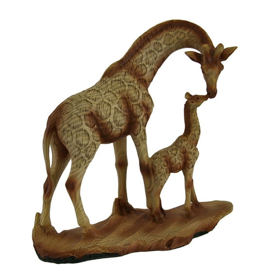Zeckos A Mother's Love Giraffe and Calf Wood Finish Statue
