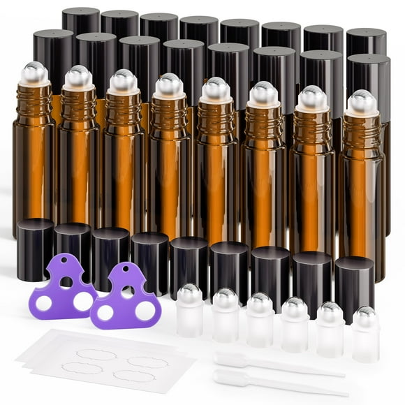 Botellas enrollables ULG de vidrio ámbar de 10 ml con bolas de acero inoxidable